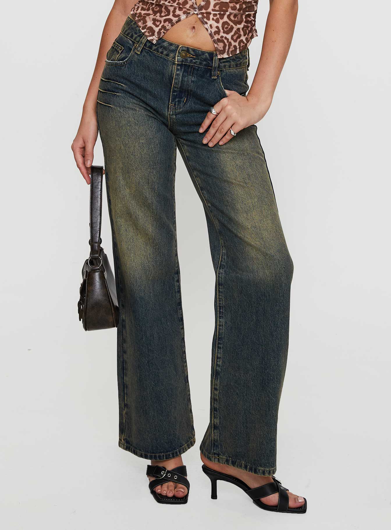 Inverness Pinched Detail Wide Leg Jean Tea