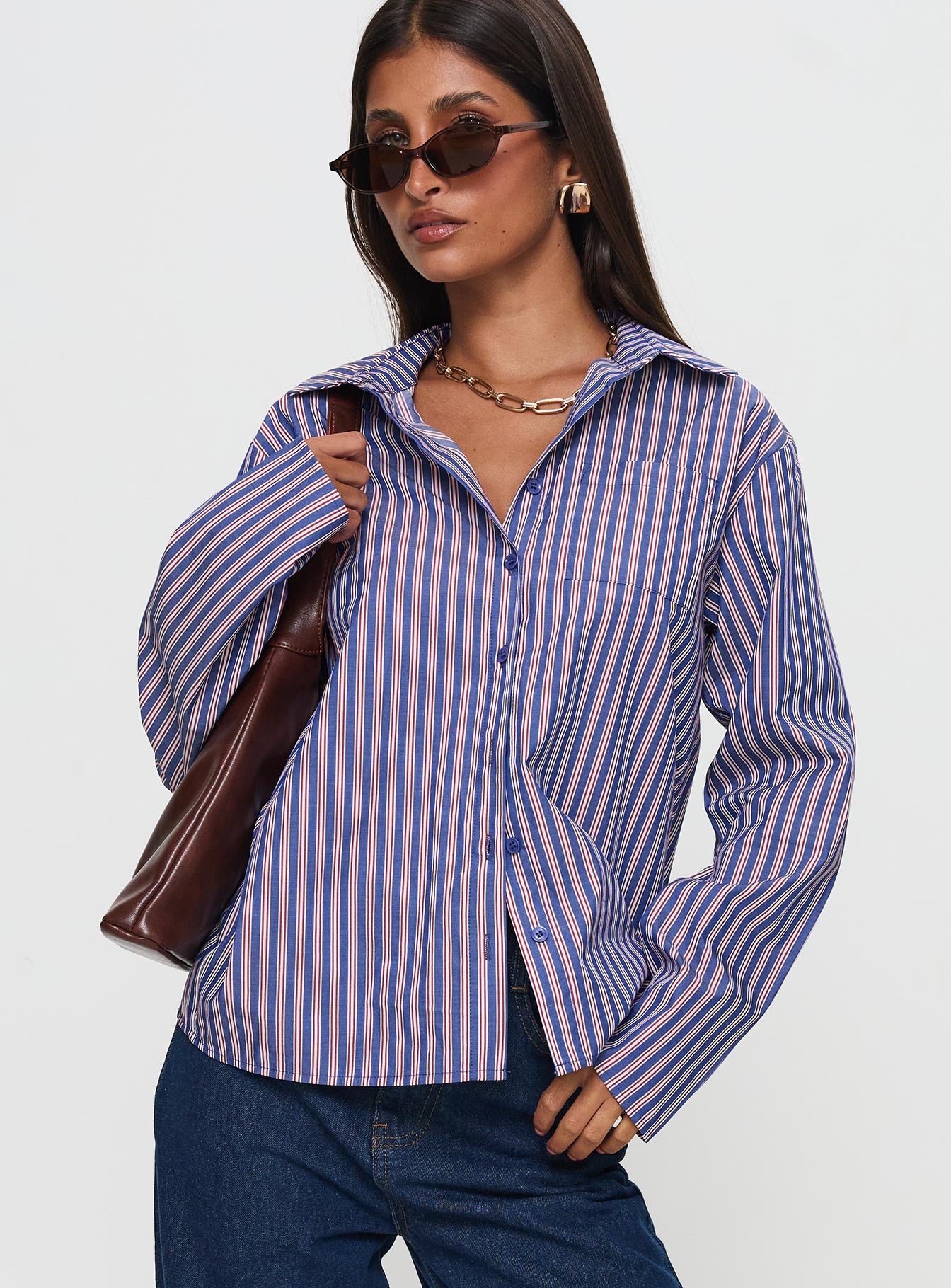 Trillian Long Sleeve Top Navy Stripe
